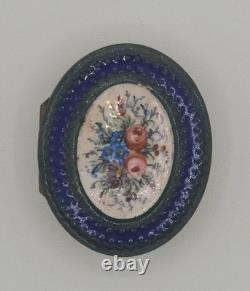 Antique French Enameled Powder Box With Mirror