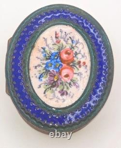 Antique French Enameled Powder Box With Mirror