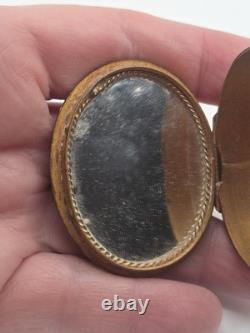 Antique French Enameled Powder Box With Mirror