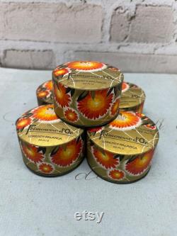 Antique French Face Powder Box (1) Cardboard Brocante Box- Frimousse d'Or Paris- Collectible Orange and Gold