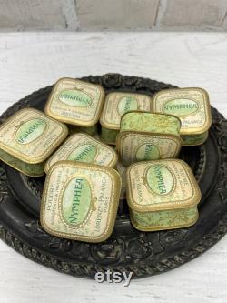 Antique French Face Powder Box (1) Cardboard Brocante Box- Nymphea Paris- Collectible Green and Gold