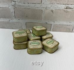 Antique French Face Powder Box (1) Cardboard Brocante Box, Nymphea Paris, Collectible Green and Gold