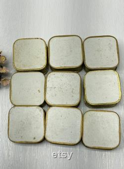 Antique French Face Powder Box (1) Cardboard Brocante Box, Nymphea Paris, Collectible Green and Gold