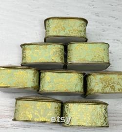 Antique French Face Powder Box (1) Cardboard Brocante Box- Nymphea Paris- Collectible Green and Gold