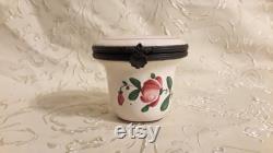 Antique French Faience Apothecary Box Miel Roseat 18th Century Roses Hand Painted Veuve Perrin Sceaux Strasbourg