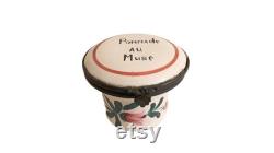 Antique French Faience Apothecary Box Pommade au Musc 18th Century Roses Hand Painted Veuve Perrin Sceaux Strasbourg