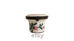 Antique French Faience Apothecary Box Pommade au Musc 18th Century Roses Hand Painted Veuve Perrin Sceaux Strasbourg