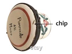 Antique French Faience Apothecary Box Pommade au Musc 18th Century Roses Hand Painted Veuve Perrin Sceaux Strasbourg