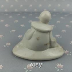 Antique French Style Harlekin Powder box Lid top, German Porcelain Powder Box, French Harlekin, Altered Art part, Hertwig Germany circa 1920