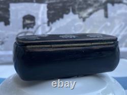 Antique French Vanity Jewelry Box Powder Jar Trinket Case Silver with Water Lilies