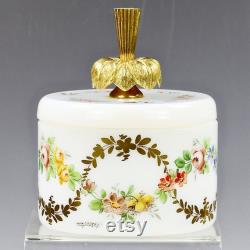 Antique French opaline glass Trinket Vanity Box R.Noirot gilded bronze stopper