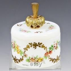 Antique French opaline glass Trinket Vanity Box R.Noirot gilded bronze stopper