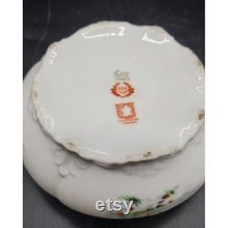 Antique GDA Limoges Porcelain Pastoral Country Fishing 5 Round Dresser Powder Box