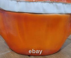 Antique German Half Doll Feather Hat Porcelain Powder Trinket Jar Dresser Box