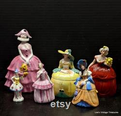 Antique Germany Powder Jar, Vanity Jar, Trinket Jar, Figural Powder Dish, Half Doll Related, Small Ring Box, Collectible antique 2 piece jar