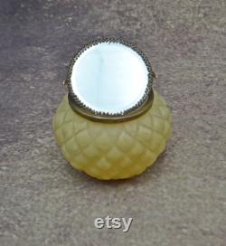 Antique Glass Mirrored Powder Jar, Tilt Mirror Lid Trinket Box, Beveled Glass