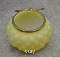 Antique Glass Mirrored Powder Jar, Tilt Mirror Lid Trinket Box, Beveled Glass