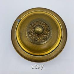Antique Gold Filigree Footed Powder Puff Music Box, Vintage Dresser Box