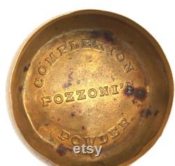 Antique Gold Puff Box 1895 Pozzonis Complexion Powder Tin Premium Give Away with Purchase 3 inches Patterned Metal Vanity Display
