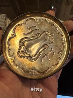 Antique Gorham Germany Victoria Silver Lid Crystal Trinket Power Jar
