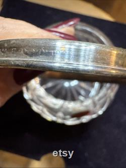 Antique Gorham Germany Victoria Silver Lid Crystal Trinket Power Jar
