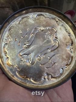 Antique Gorham Germany Victoria Silver Lid Crystal Trinket Power Jar