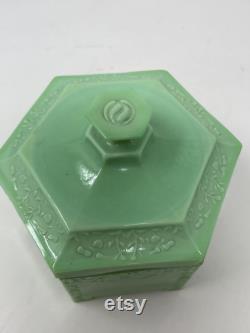 Antique Green Slag Glass Powder Box Ramses Paris Bathroom Decor Vanity