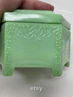 Antique Green Slag Glass Powder Box Ramses Paris Bathroom Decor Vanity