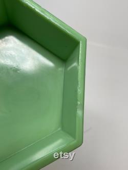 Antique Green Slag Glass Powder Box Ramses Paris Bathroom Decor Vanity