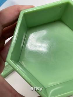 Antique Green Slag Glass Powder Box Ramses Paris Bathroom Decor Vanity