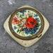 Antique Guilloche Celluloid, Metal, and Enameled Floral Poppies Powder Compact
