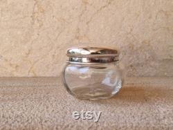 Antique Hallmarked Sterling Silver Topped Crystal Vanity Powder Jar Chester 1911 Richard Griffin