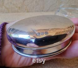 Antique Hallmarked Sterling Silver Topped Crystal Vanity Powder Jar Chester 1911 Richard Griffin