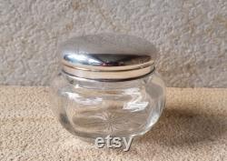 Antique Hallmarked Sterling Silver Topped Crystal Vanity Powder Jar Chester 1911 Richard Griffin