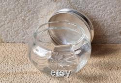 Antique Hallmarked Sterling Silver Topped Crystal Vanity Powder Jar Chester 1911 Richard Griffin