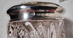 Antique Hallmarked Sterling Silver and Hob Nail Crystal Boudoir Jar London 1914