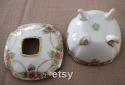 Antique Hand Painted Nippon Porcelain China Hair Receiver Circa 1910's