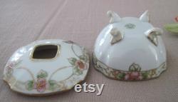 Antique Hand Painted Nippon Porcelain China Hair Receiver Circa 1910's