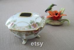 Antique Hand Painted Nippon Porcelain China Hair Receiver Circa 1910's