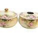 Antique Hand Painted Porcelain Powder Box Jar Hair Receiver Set Victorian Vintage Vanity Boudoir