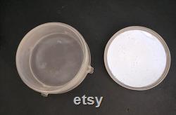 Antique Handheld Portrait Lid Vanity Mirror with Powder Puff Glass Bottom 1900