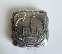 Antique Hotel de Ville, Brussels Pill or Powder Box, Hotel Silver
