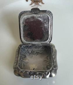 Antique Hotel de Ville, Brussels Pill or Powder Box, Hotel Silver