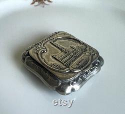 Antique Hotel de Ville, Brussels Pill or Powder Box, Hotel Silver
