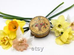 Antique Houbigant Paris Face Powder Box, Floral Art Deco Vanity Decor