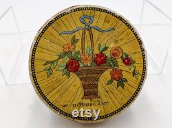 Antique Houbigant Paris Face Powder Box, Floral Art Deco Vanity Decor