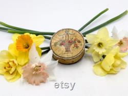 Antique Houbigant Paris Face Powder Box, Floral Art Deco Vanity Decor