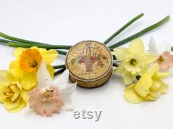 Antique Houbigant Paris Face Powder Box, Floral Art Deco Vanity Decor