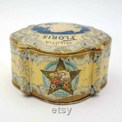 Antique Italian face powder box, Vellutia Floris, Profumeria Migone, Milan, embossed decor Art Nouveau, collectible antique face powder box