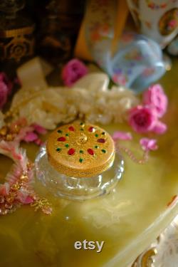 Antique Jeweled Glass Powder Jar